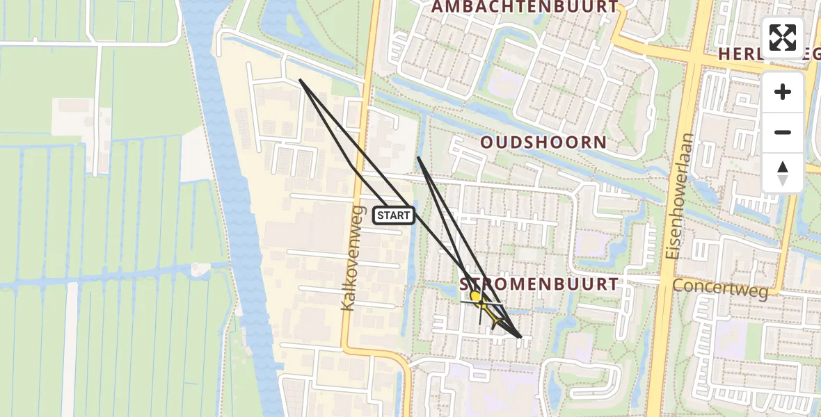 Routekaart van de vlucht: Politiehelikopter naar Alphen aan den Rijn, Volkerak