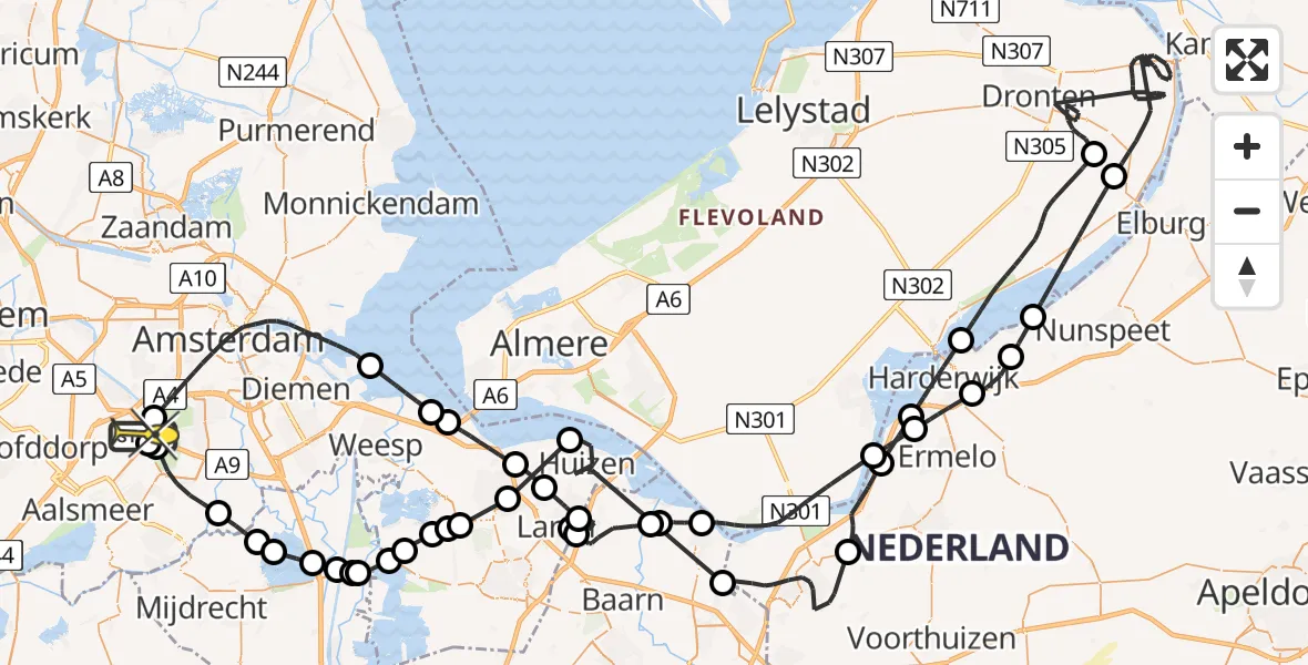 Routekaart van de vlucht: Politieheli naar Schiphol, Nieuwe Meerlaan