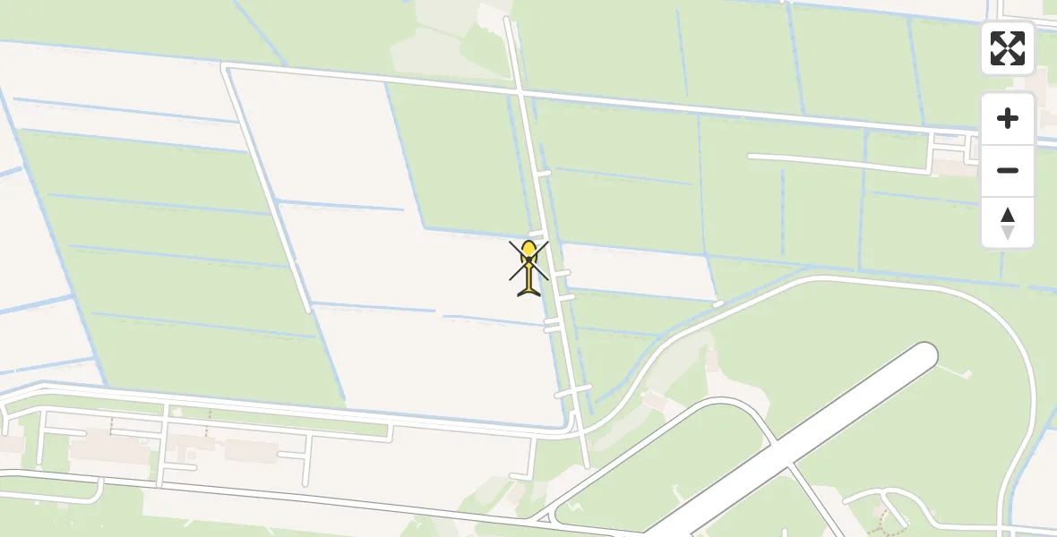 Vluchtroute Ambulancehelikopter van Vliegbasis Leeuwarden naar Vliegbasis Leeuwarden
