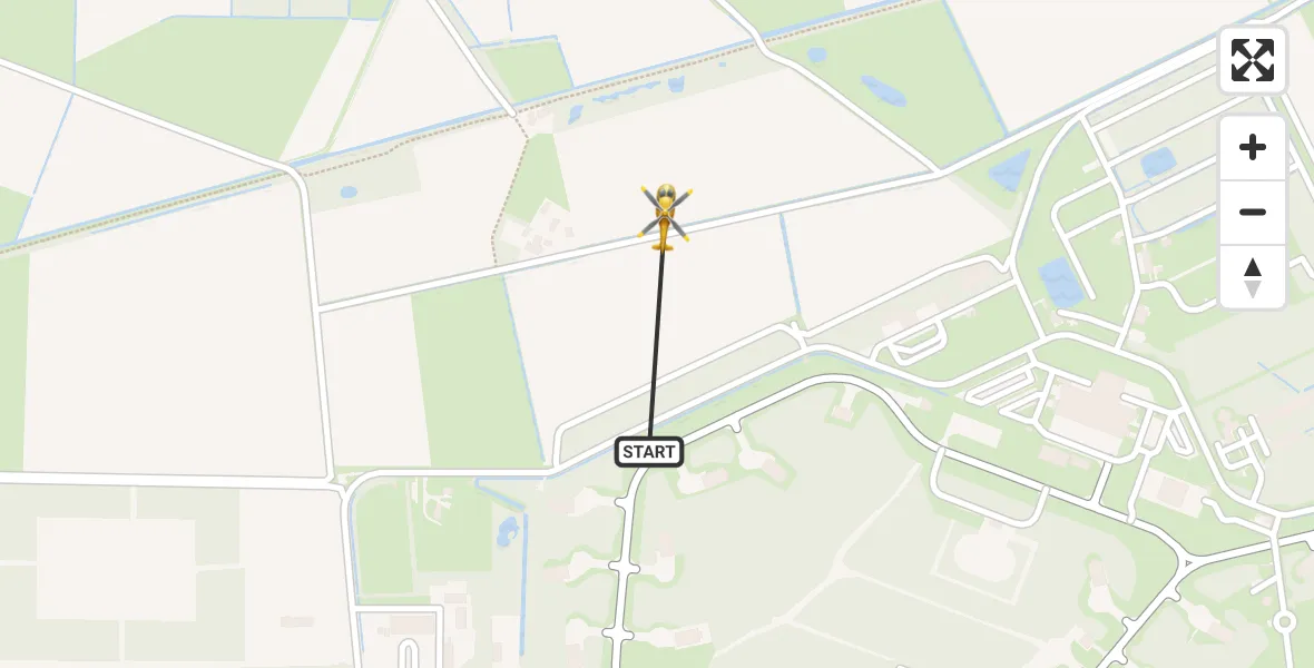 Vluchtroute Traumahelikopter van Vliegbasis Volkel naar Vliegbasis Volkel