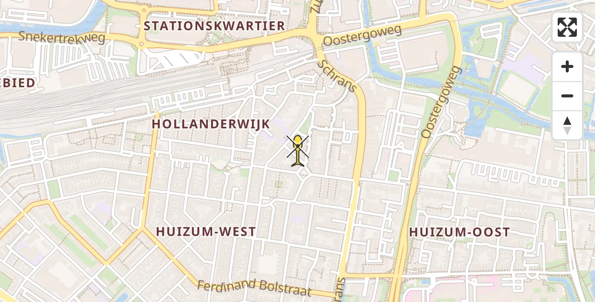 Vluchtroute Ambulancehelikopter van Leeuwarden naar Leeuwarden