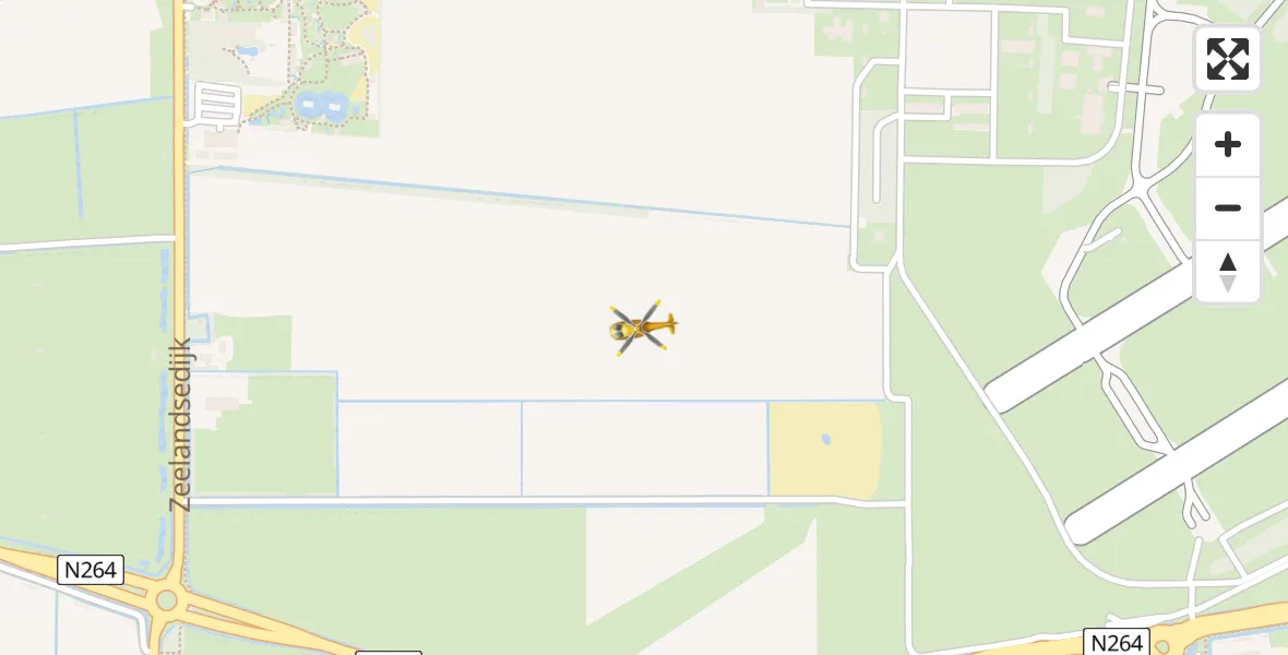 Vluchtroute Traumahelikopter van Vliegbasis Volkel naar Vliegbasis Volkel