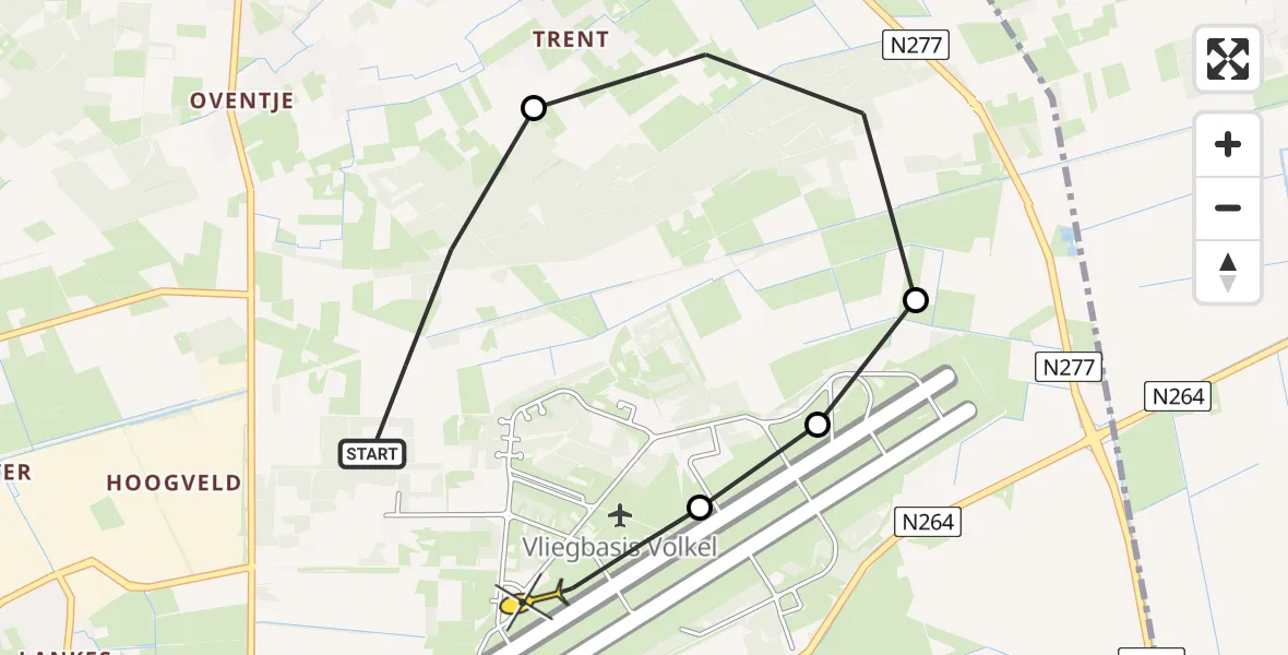 Routekaart van de vlucht: Lifeliner 3 naar Vliegbasis Volkel, Millsebaan