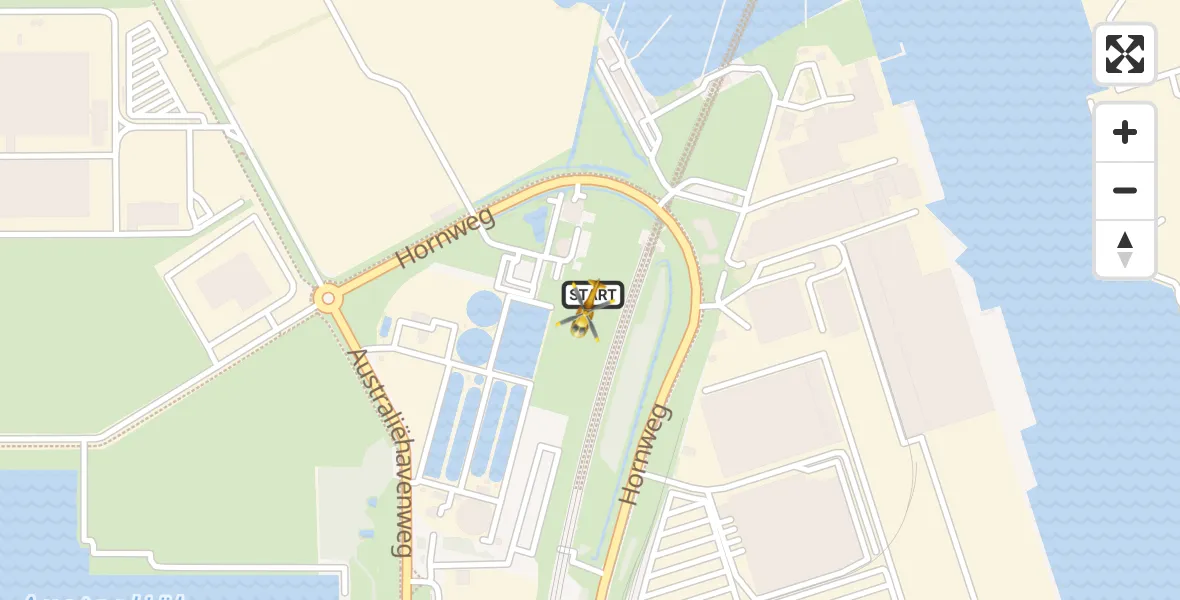 Vluchtroute Traumahelikopter van Amsterdam Heliport naar Amsterdam Heliport