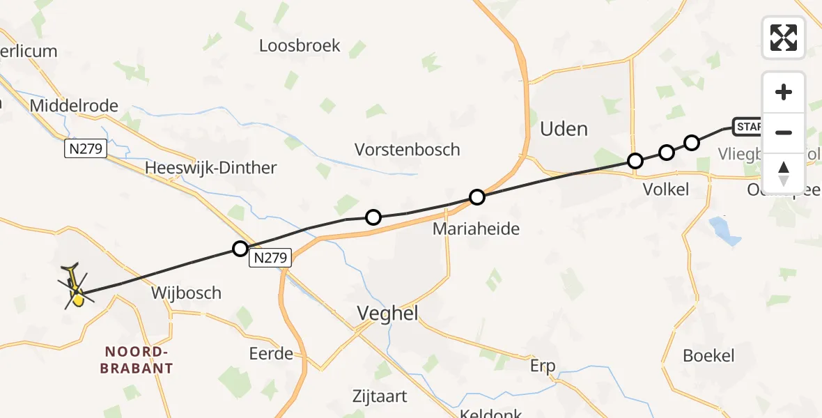 Routekaart van de vlucht: Lifeliner 3 naar Schijndel, Mandenmakerstraat