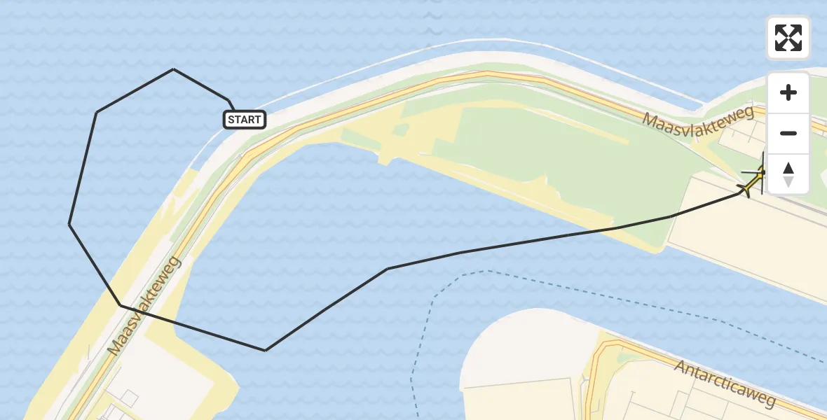 Routekaart van de vlucht: Kustwachthelikopter naar Maasvlakte, Hollandse Slag