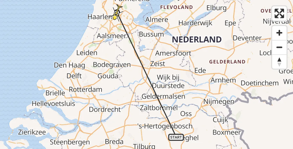 Routekaart van de vlucht: Traumaheli naar Amsterdam Heliport, Hornweg