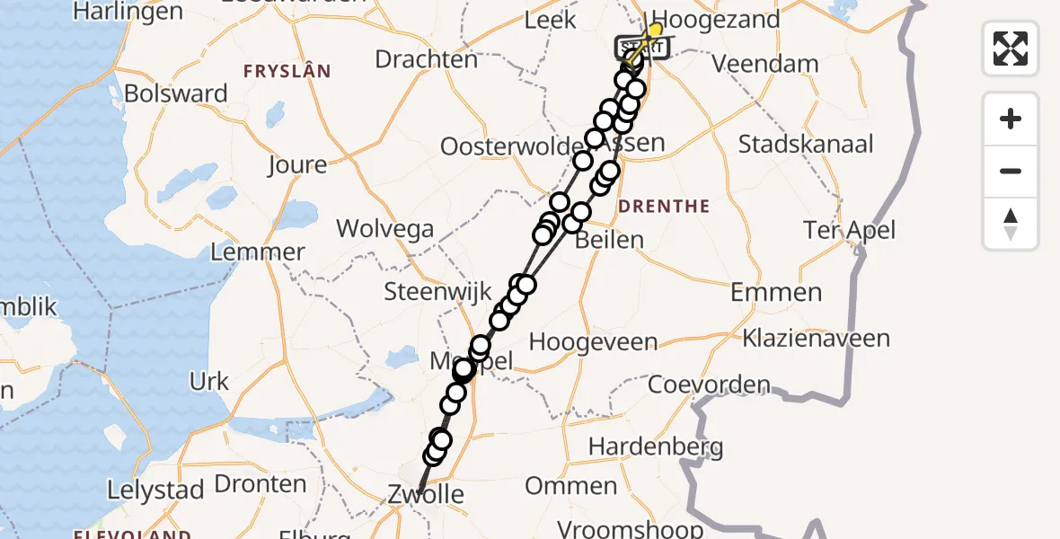 Routekaart van de vlucht: Lifeliner 4 naar Groningen Airport Eelde, Moespot