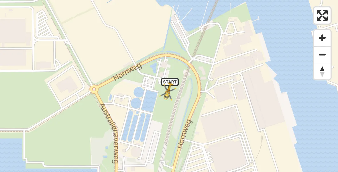 Routekaart van de vlucht: Traumahelikopter naar Amsterdam Heliport, Hornweg