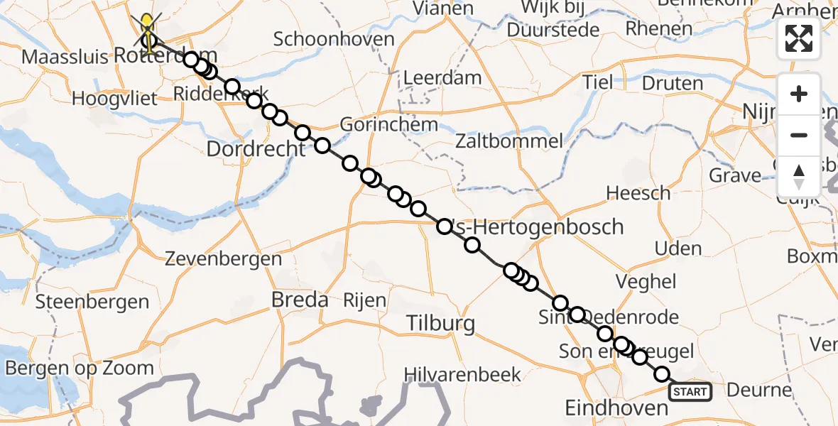 Routekaart van de vlucht: Lifeliner 2 naar Rotterdam The Hague Airport, Prof. Oudlaan