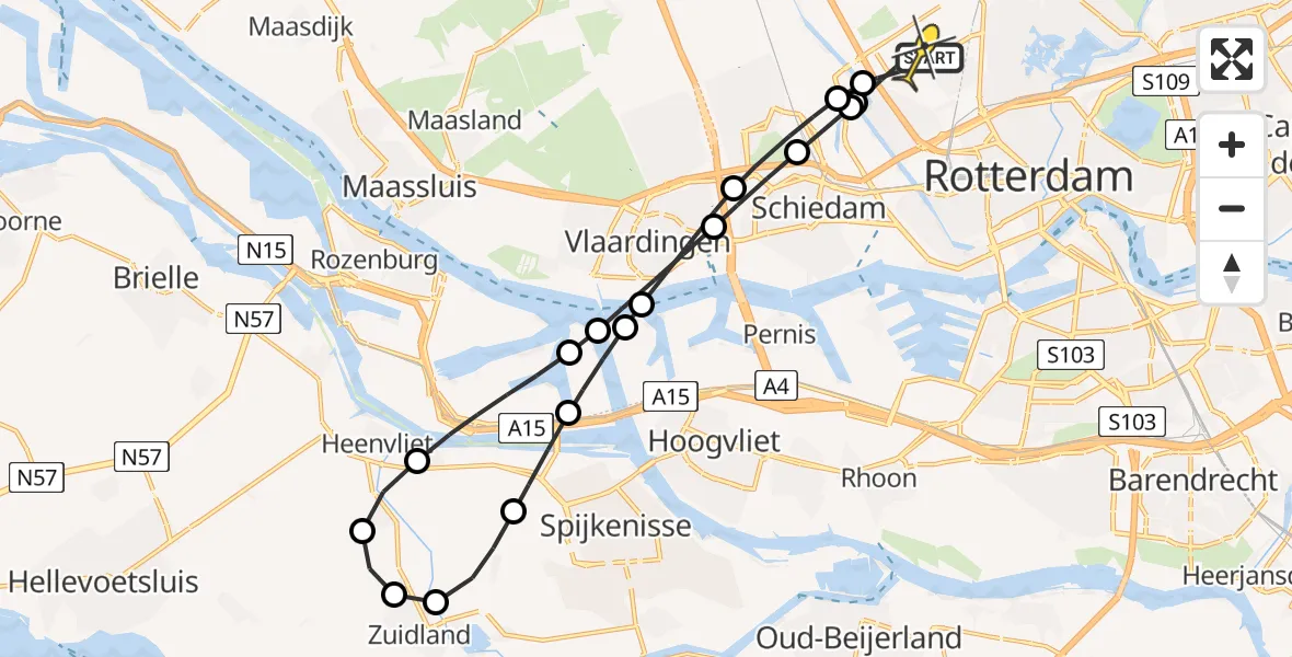 Routekaart van de vlucht: Lifeliner 2 naar Rotterdam The Hague Airport, Brandenburgbaan