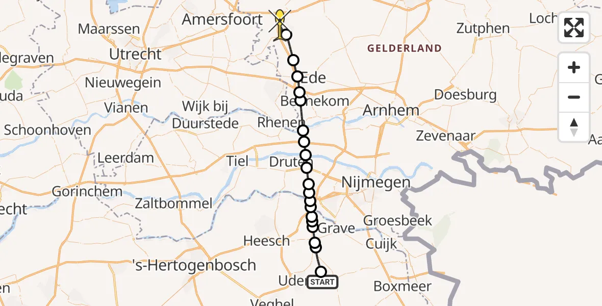 Routekaart van de vlucht: Lifeliner 3 naar Barneveld, Millsebaan