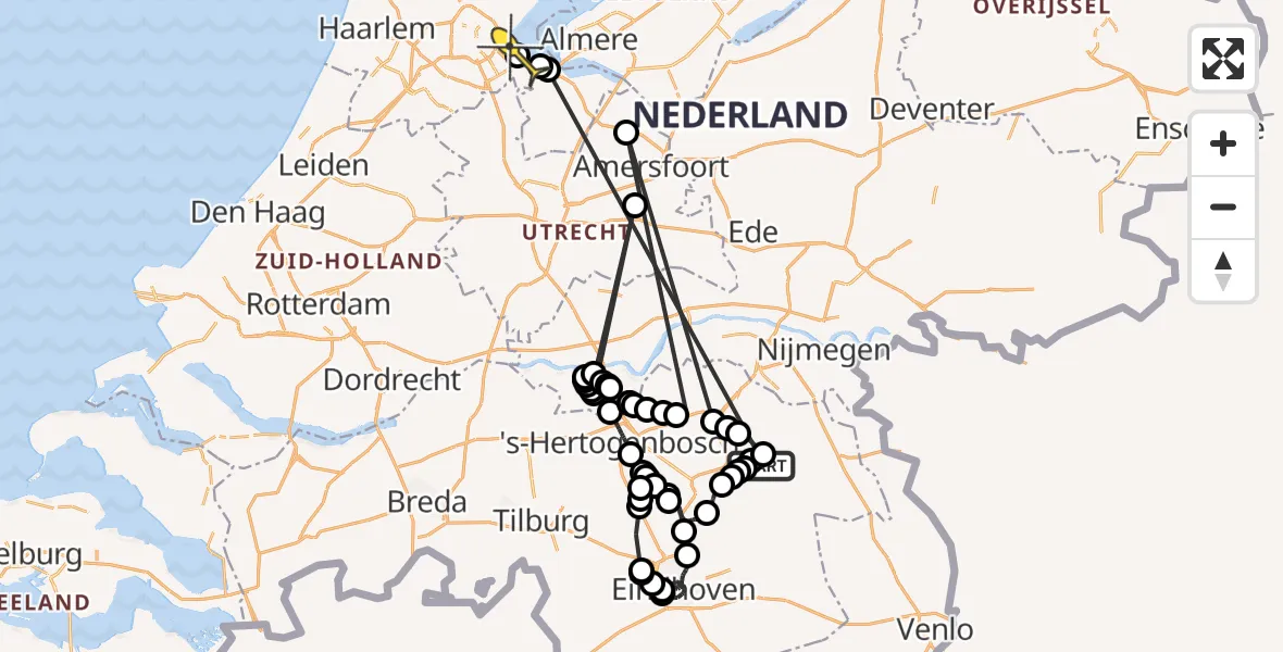 Routekaart van de vlucht: Politiehelikopter naar Diemen, Bovenstraat