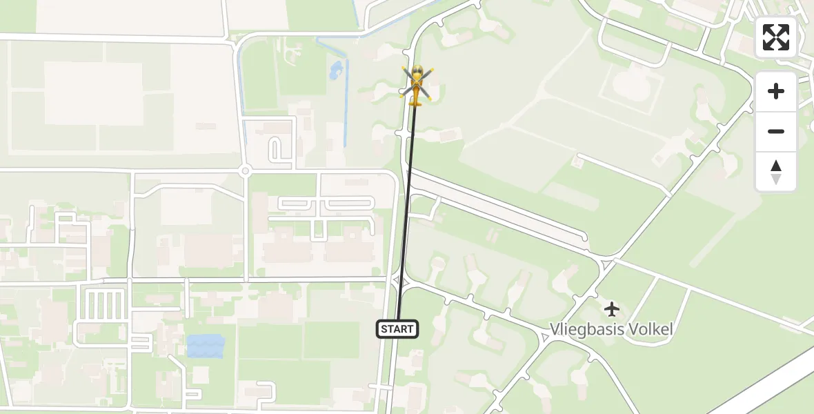 Routekaart van de vlucht: Traumahelikopter naar Vliegbasis Volkel, Zeelandsedijk
