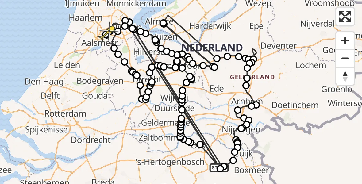 Routekaart van de vlucht: Politieheli naar Schiphol, Kuipers-Rietbergstraat