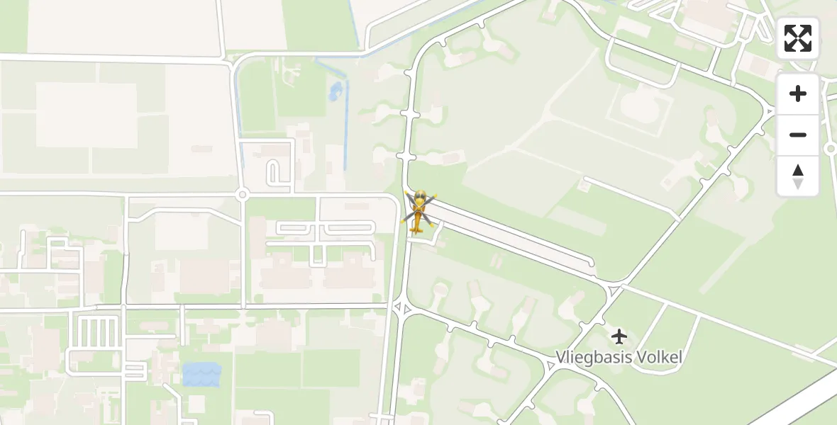 Vluchtroute Traumahelikopter van Vliegbasis Volkel naar Vliegbasis Volkel