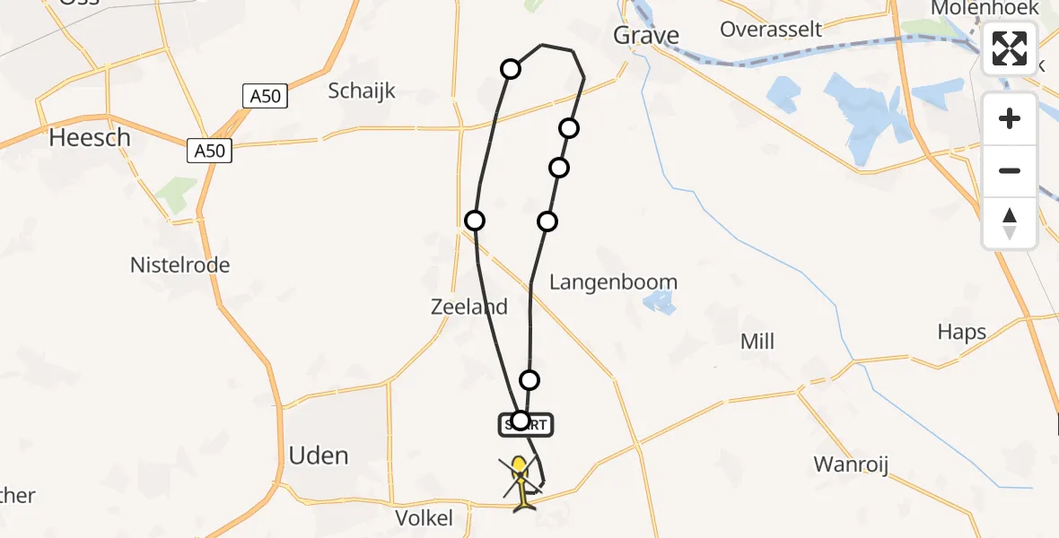 Routekaart van de vlucht: Lifeliner 3 naar Vliegbasis Volkel, Bovenste Trent