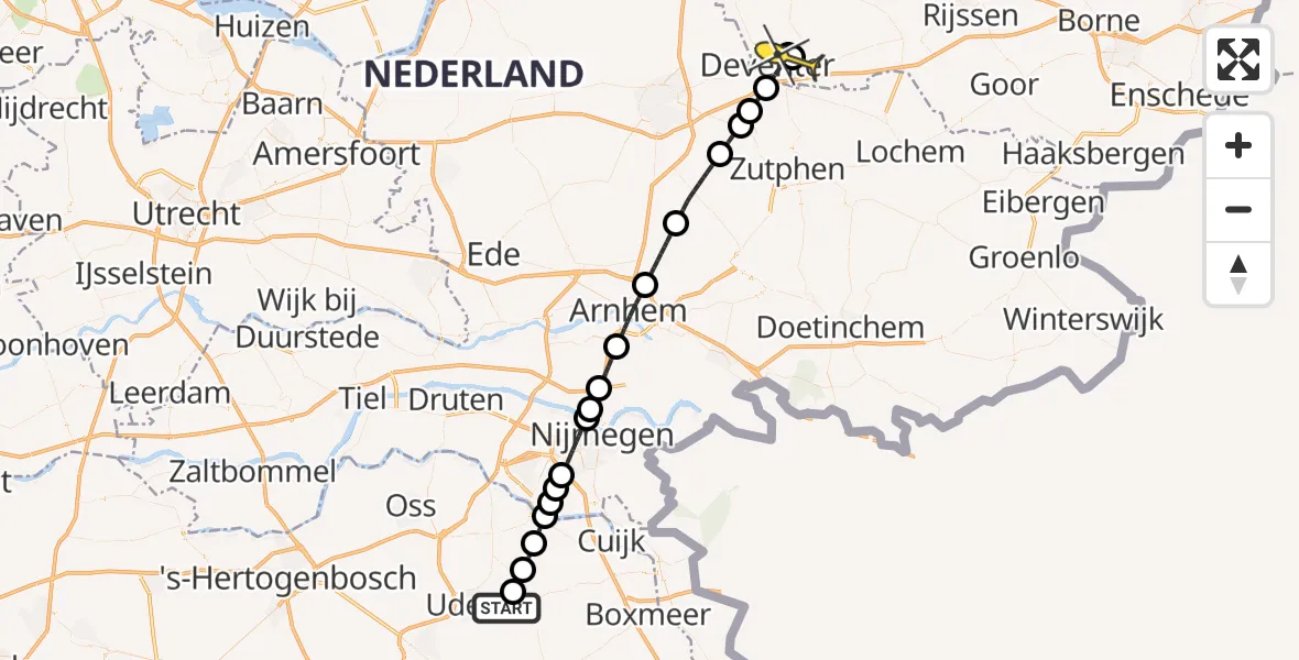 Routekaart van de vlucht: Lifeliner 3 naar Deventer, Houtvennen