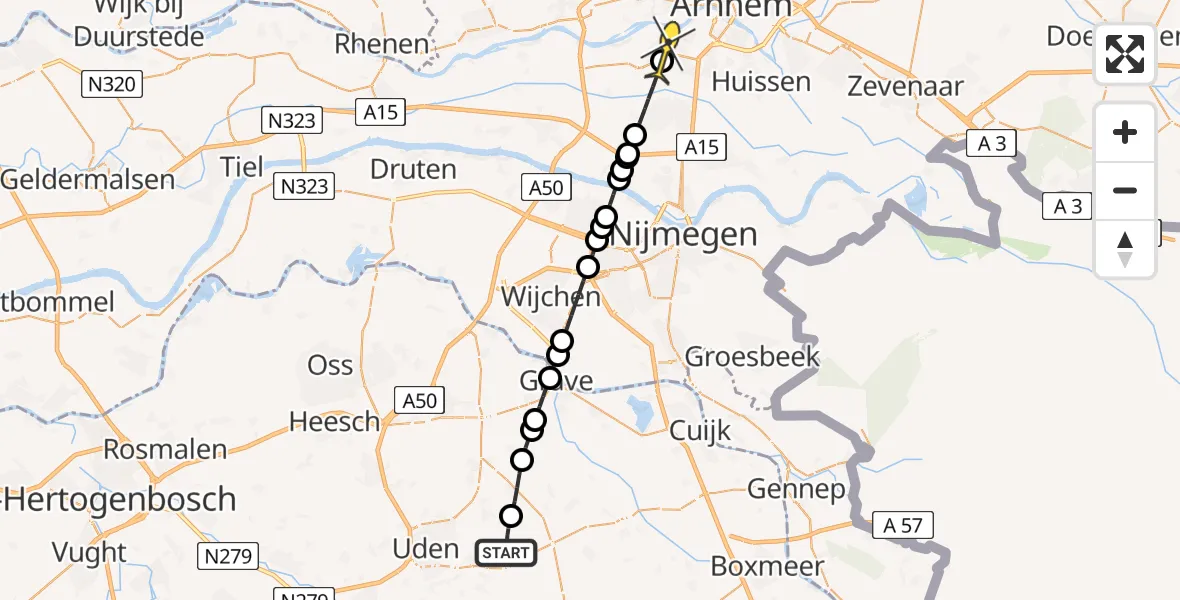 Routekaart van de vlucht: Lifeliner 3 naar Arnhem, Houtvennen