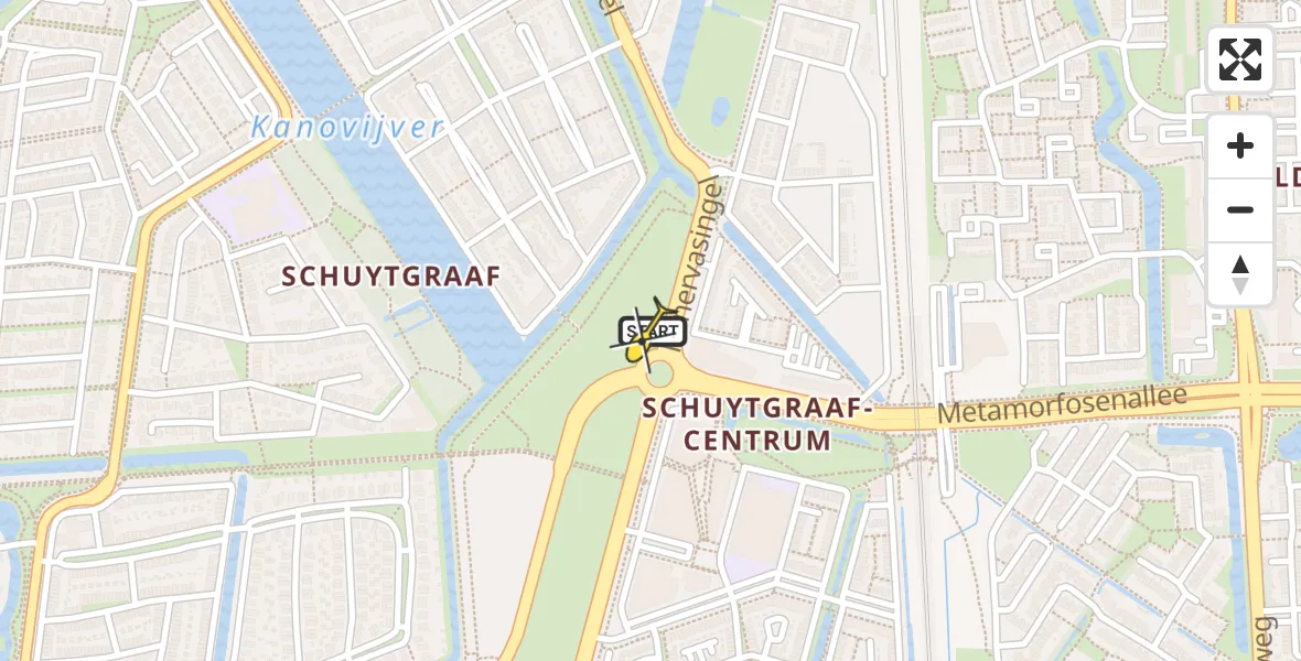 Routekaart van de vlucht: Traumahelikopter naar Arnhem, Minervasingel