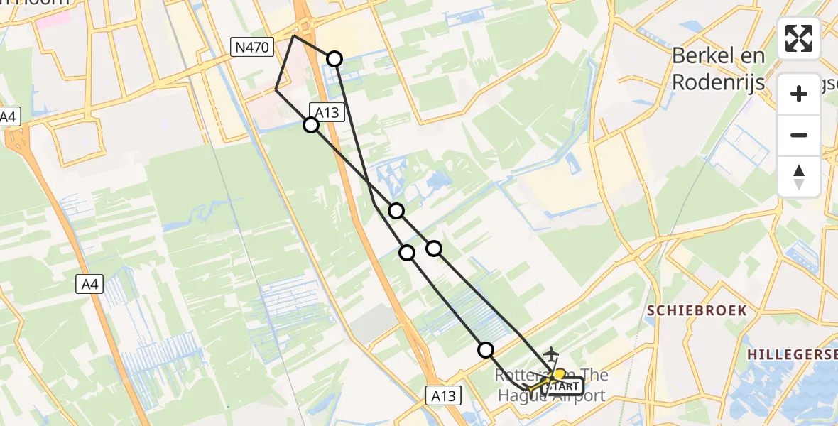 Routekaart van de vlucht: Lifeliner 2 naar Rotterdam The Hague Airport, Hofweg