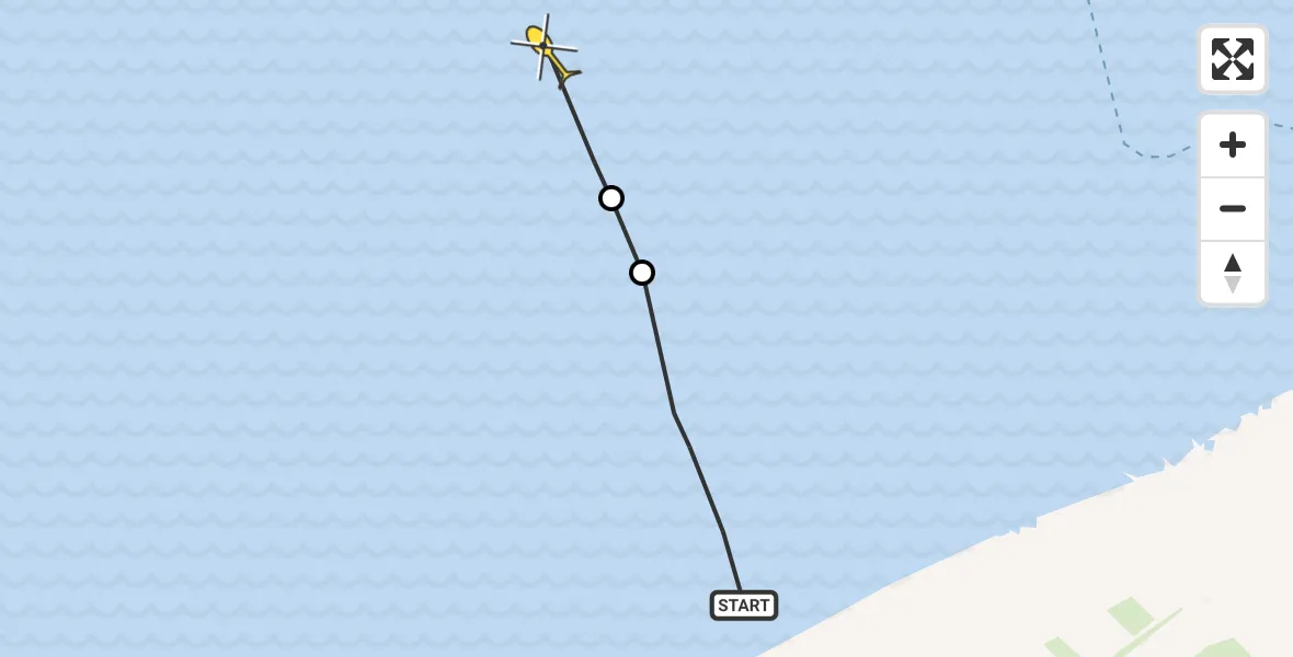 Routekaart van de vlucht: Ambulancehelikopter naar Ballum, Molengat