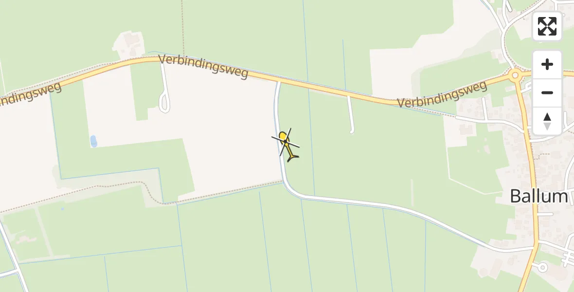 Routekaart van de vlucht: Ambulancehelikopter naar Ameland Airport Ballum