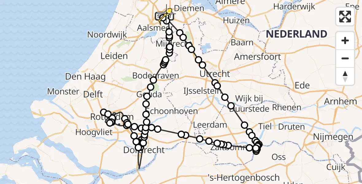 Routekaart van de vlucht: Politieheli naar Schiphol, Radarterrein