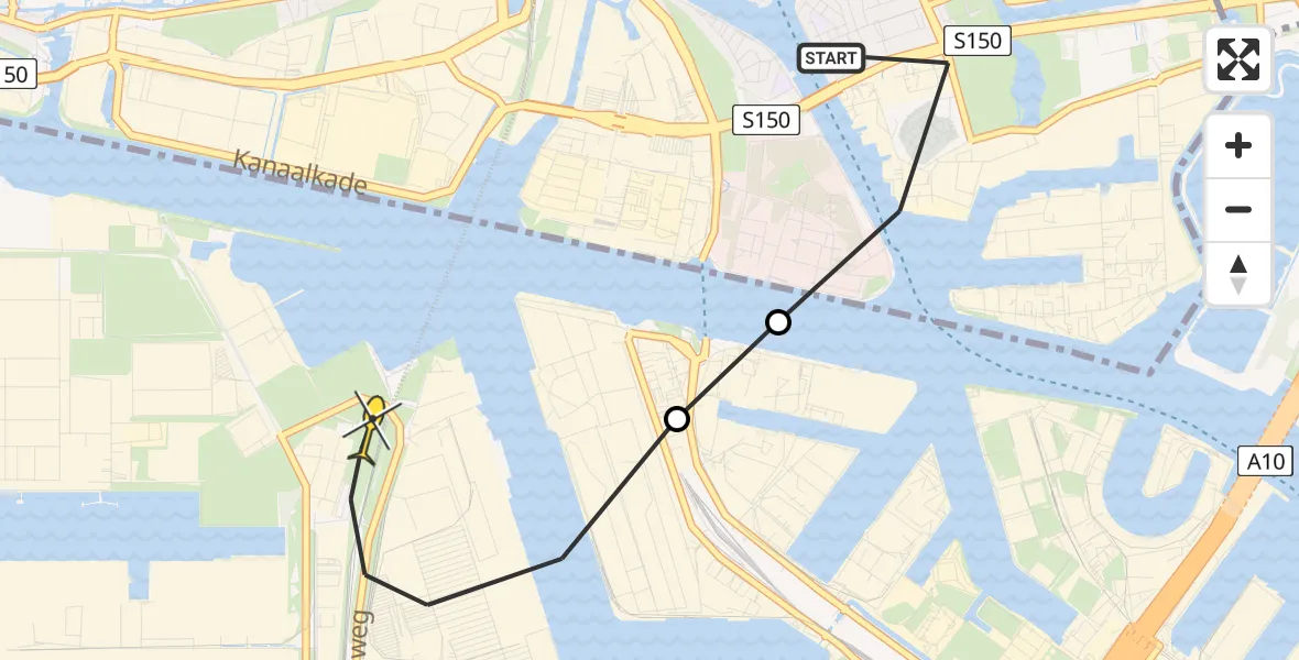 Routekaart van de vlucht: Lifeliner 1 naar Amsterdam Heliport, Ankerweg