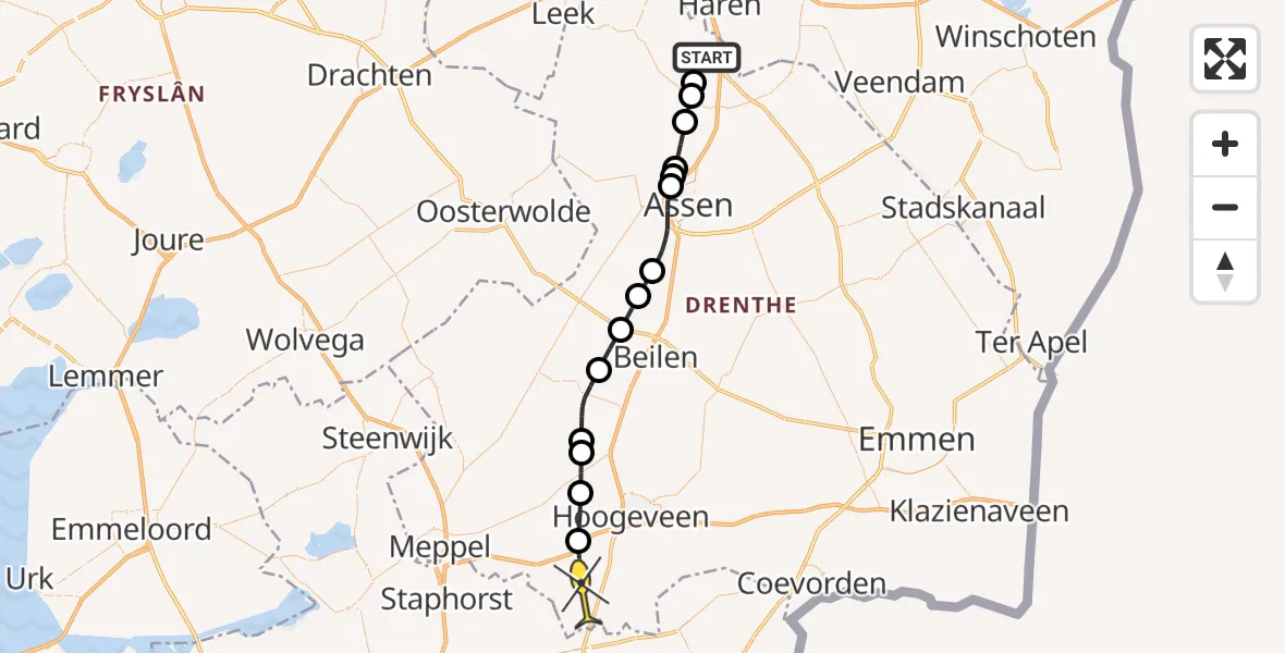 Routekaart van de vlucht: Lifeliner 4 naar Zuidwolde, Moespot