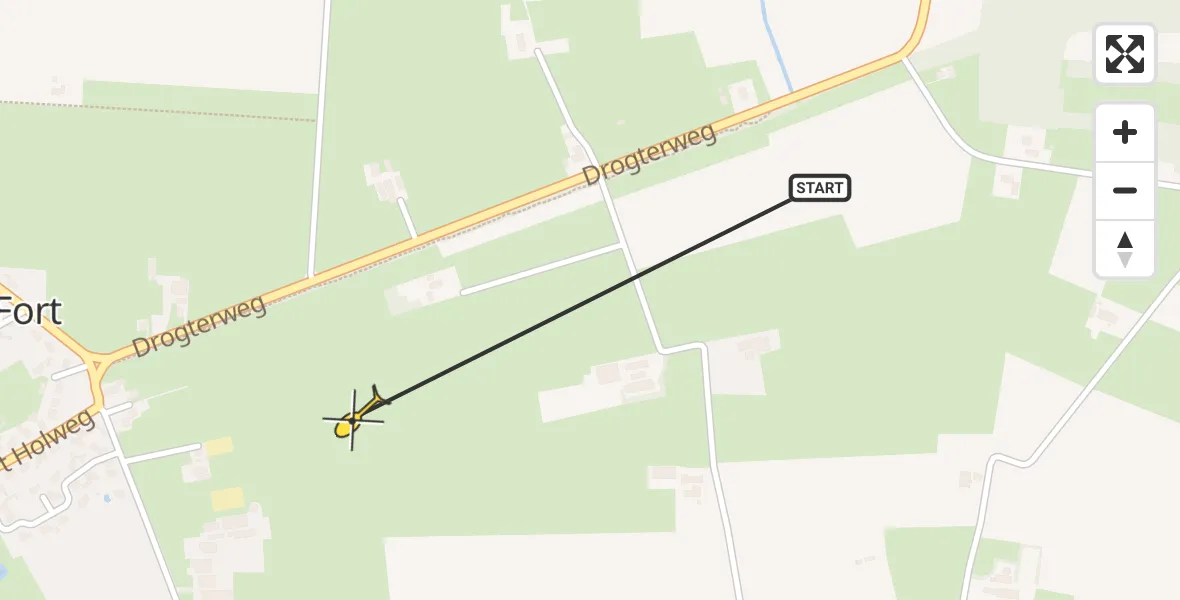 Routekaart van de vlucht: Traumahelikopter naar Zuidwolde, Kleefegge