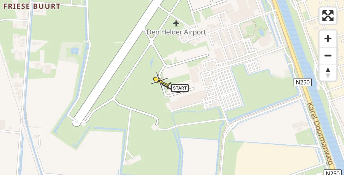 Routekaart van de vlucht:  naar Vliegveld De Kooy, Luchthavenweg