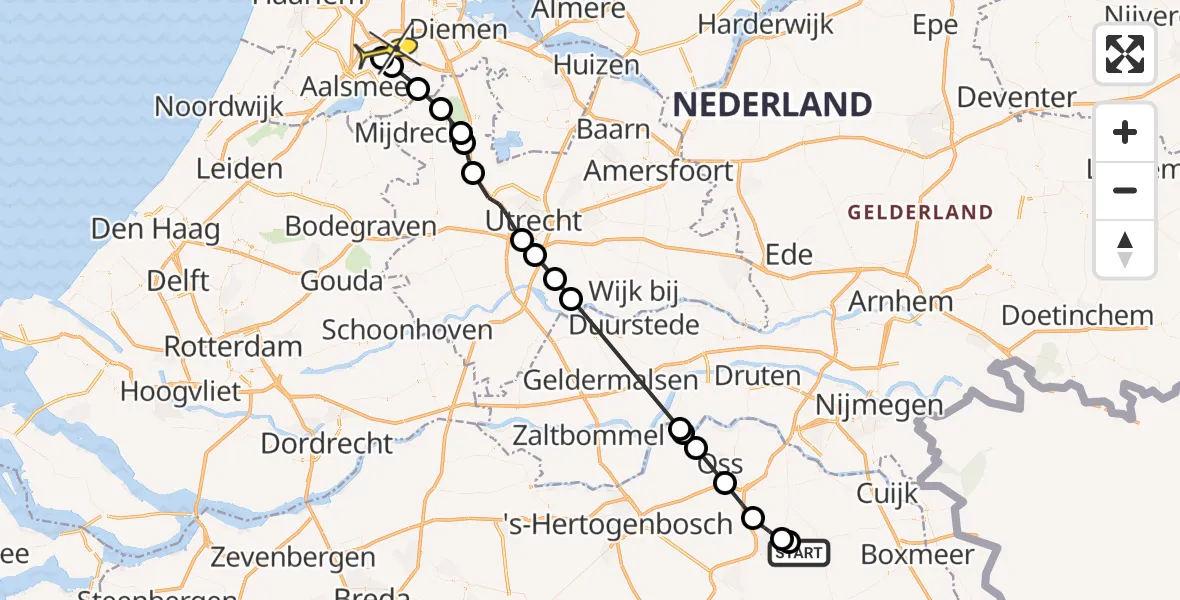 Routekaart van de vlucht: Politieheli naar Schiphol, Zeelandsedijk