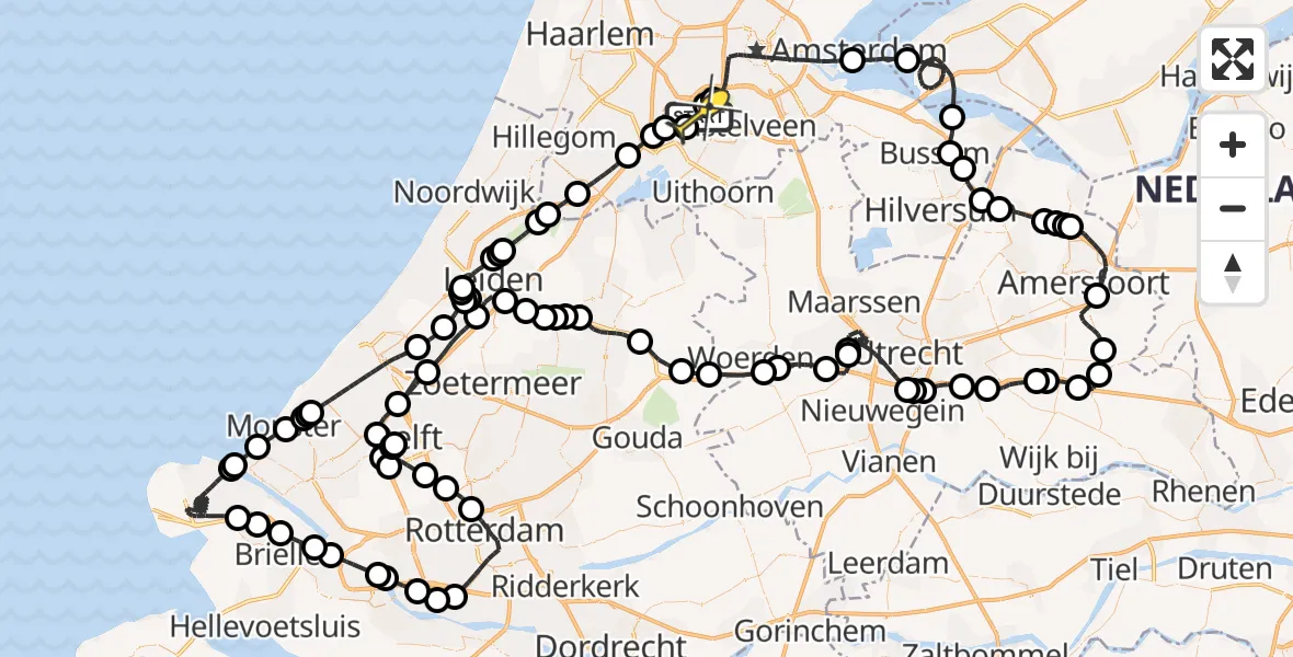 Vluchtroute Politiehelikopter van Schiphol naar Schiphol
