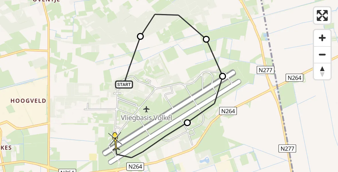 Routekaart van de vlucht: Lifeliner 3 naar Vliegbasis Volkel, Trentsedijk