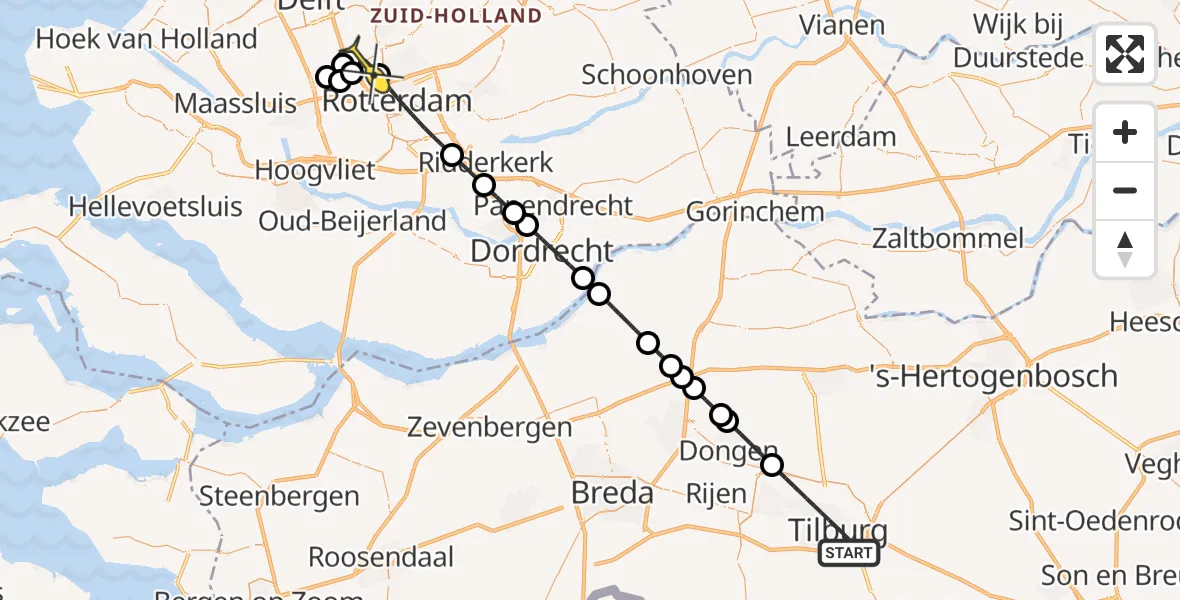 Routekaart van de vlucht: Lifeliner 2 naar Rotterdam The Hague Airport, Ringbaan-Zuid