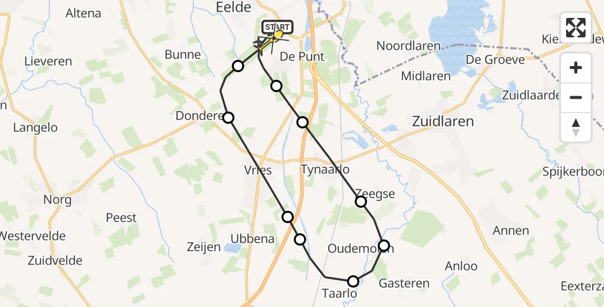 Routekaart van de vlucht: Lifeliner 4 naar Groningen Airport Eelde, Homsteeg