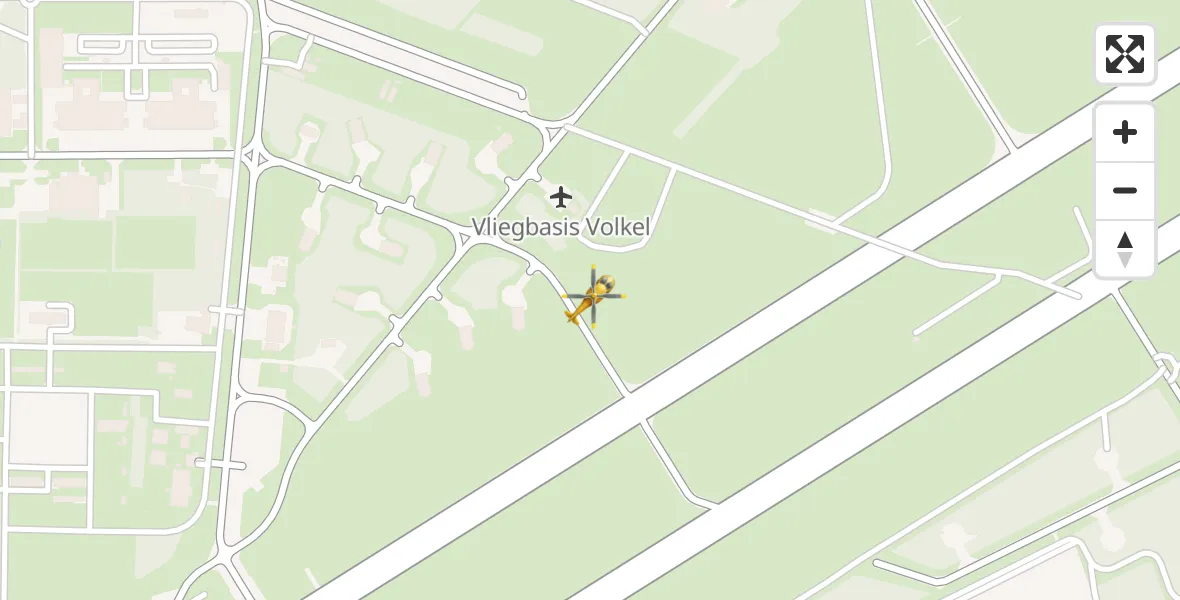 Vluchtroute Traumahelikopter van Vliegbasis Volkel naar Vliegbasis Volkel
