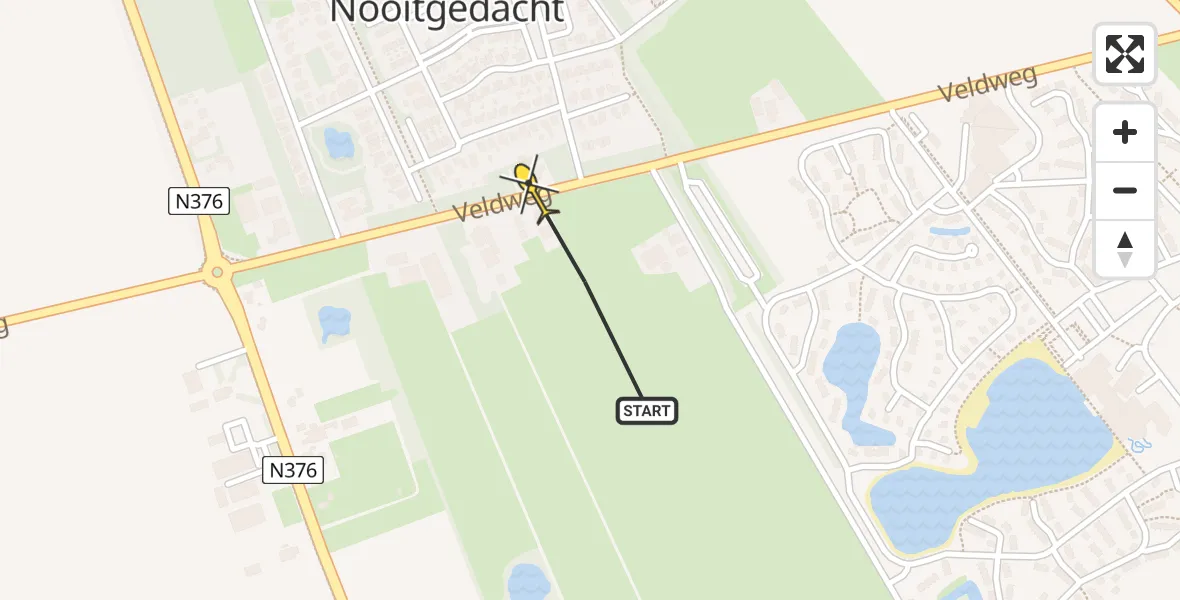 Routekaart van de vlucht: Traumahelikopter naar Nooitgedacht, Veldweg