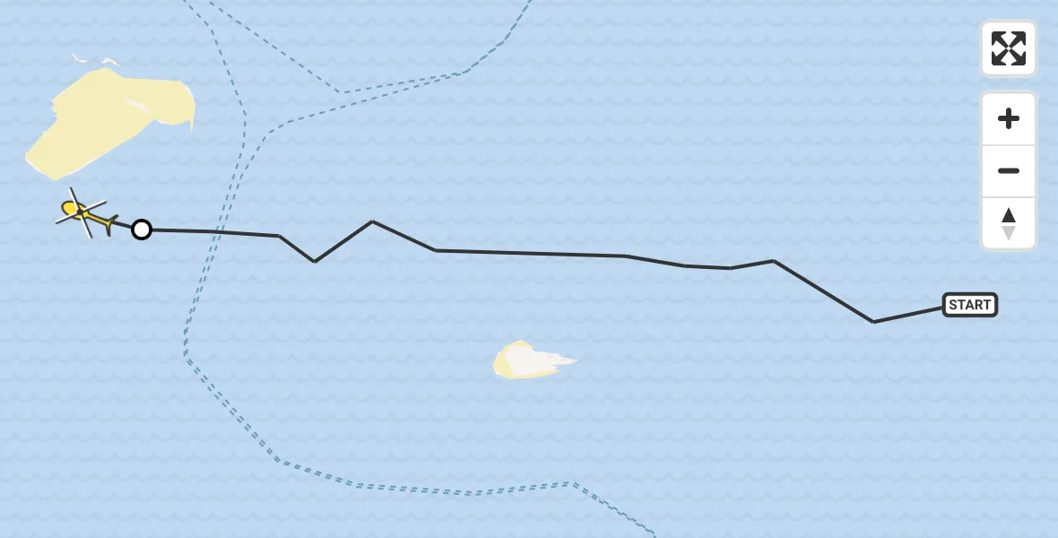 Routekaart van de vlucht: Ambulancehelikopter naar Vlieland