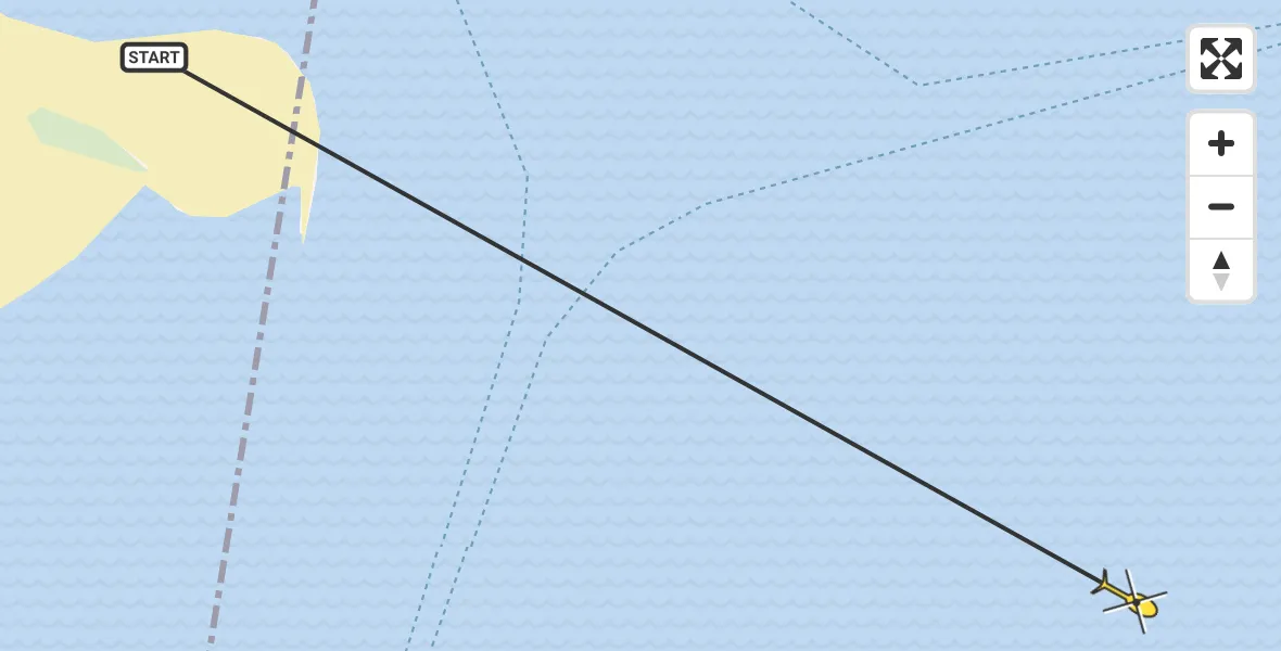 Routekaart van de vlucht: Ambulancehelikopter naar West-Terschelling