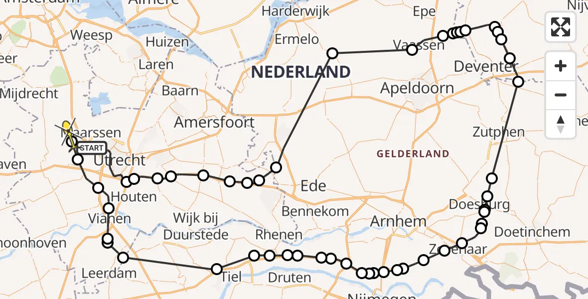 Routekaart van de vlucht: Politieheli naar Kockengen, Atoomweg