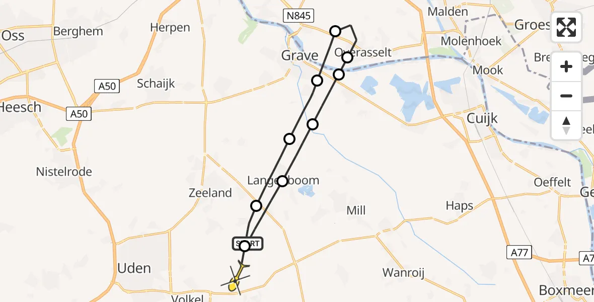 Routekaart van de vlucht: Lifeliner 3 naar Vliegbasis Volkel, Schuifelenberg