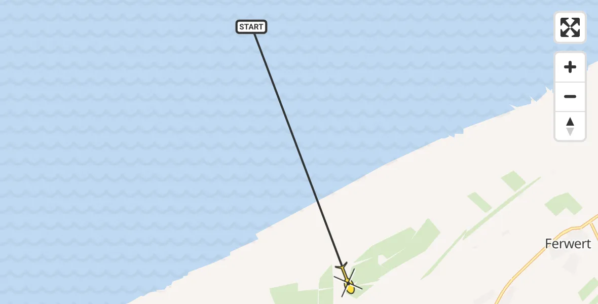 Routekaart van de vlucht: Ambulancehelikopter naar Marrum, Noorderleeg