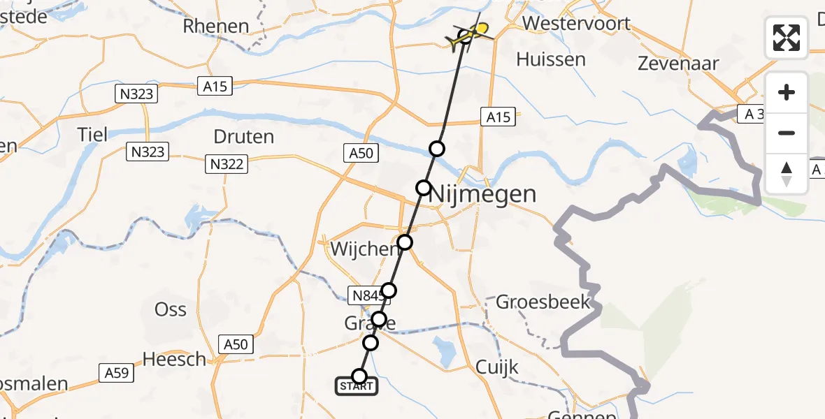 Routekaart van de vlucht: Lifeliner 3 naar Arnhem, Ploegweg