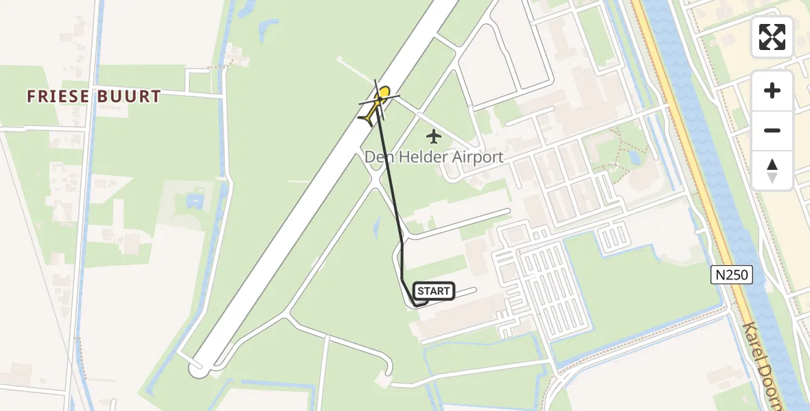 Vluchtroute  van Vliegveld De Kooy naar Vliegveld De Kooy