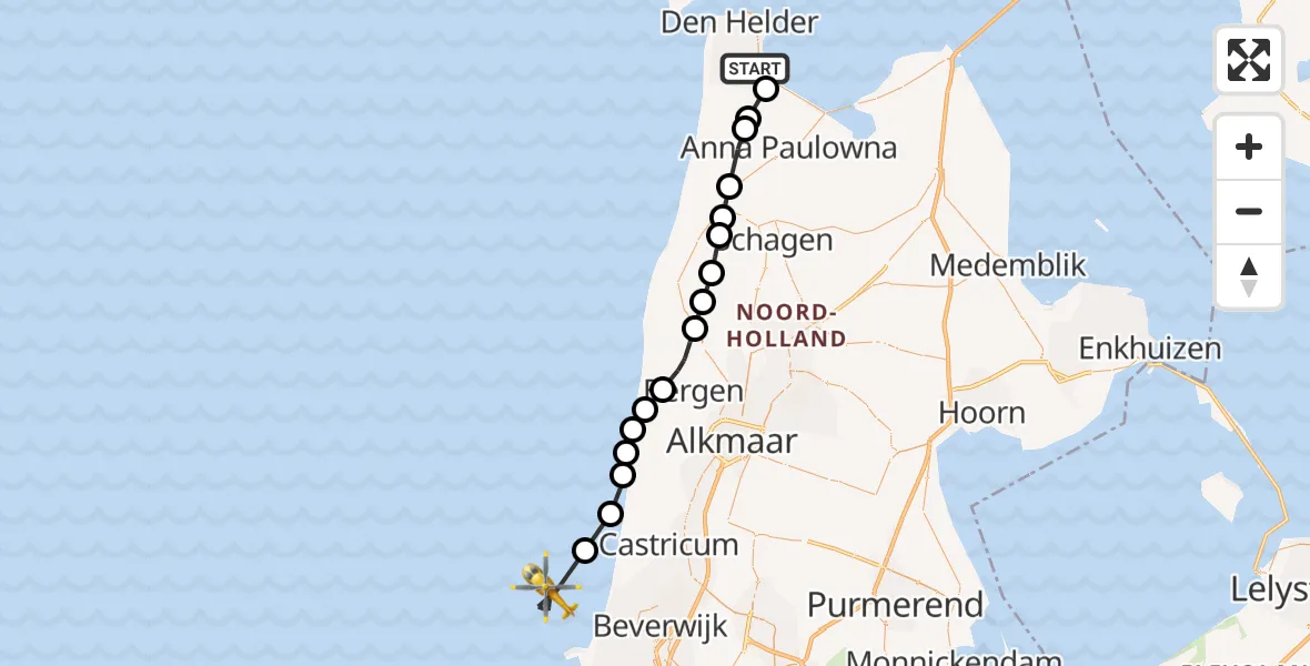 Vluchtroute  Vliegveld De Kooy - , 22 april 2024, 17:56