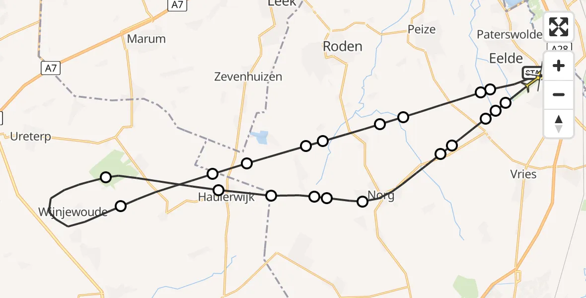 Routekaart van de vlucht: Lifeliner 4 naar Groningen Airport Eelde, Lugtenbergerweg
