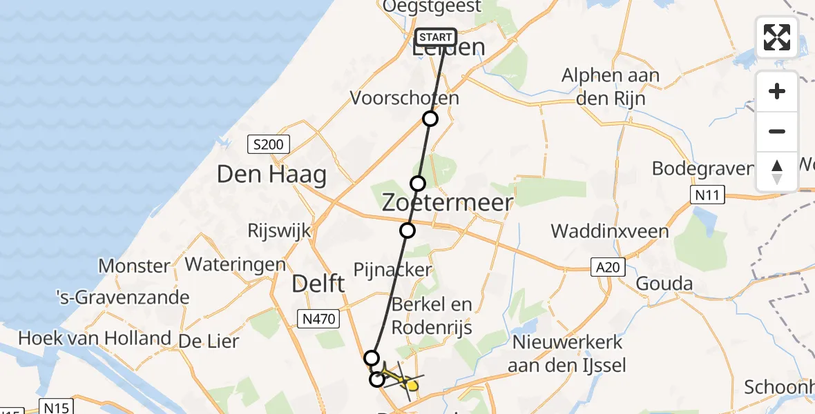 Routekaart van de vlucht: Lifeliner 2 naar Rotterdam The Hague Airport, Pieterskerkhof