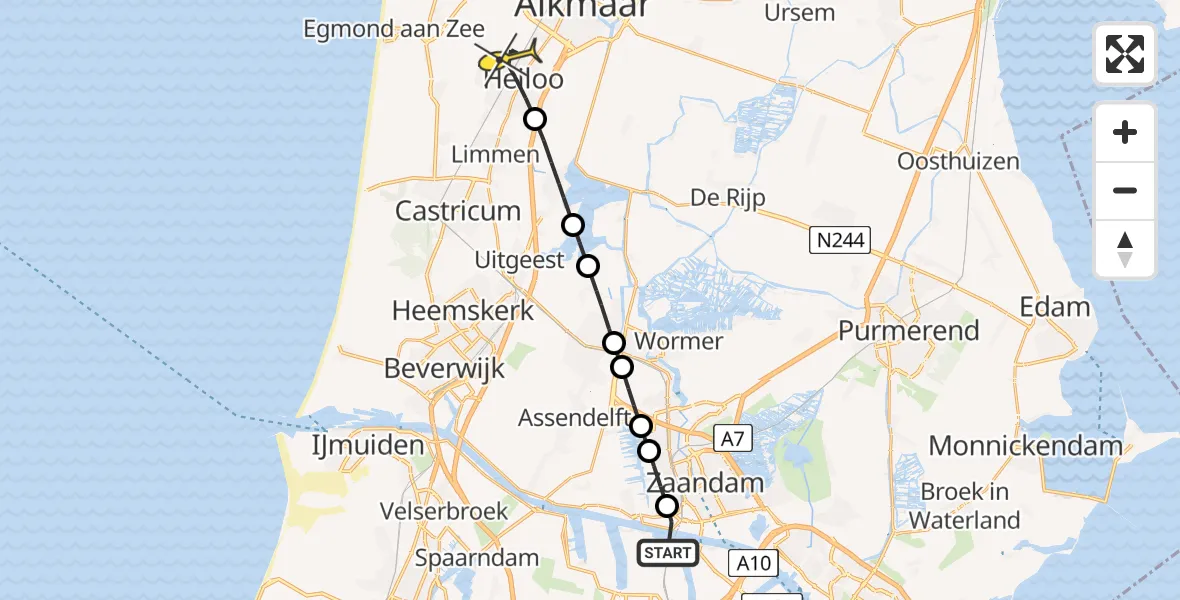 Routekaart van de vlucht: Lifeliner 1 naar Heiloo, Westerwindpad